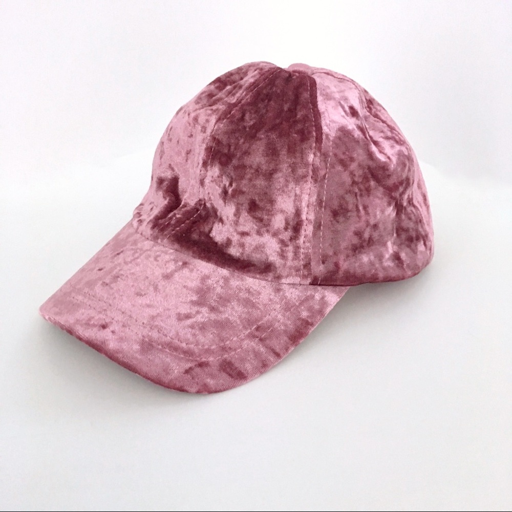 Pink Crushed Velvet Baseball Hat, NWT